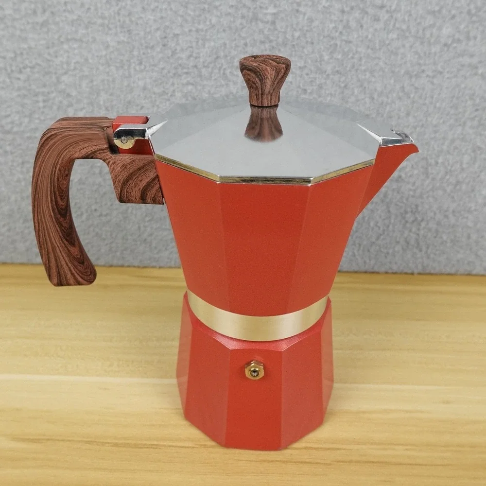 GROSCHE Milano Stovetop Espresso Maker Moka Pot 6 Espresso Cup, 9.3 oz, Red